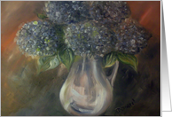 Hydrangeas in a vase in oils card