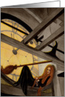 Clock Tower Witching Hour - Witch & Halloween Art card