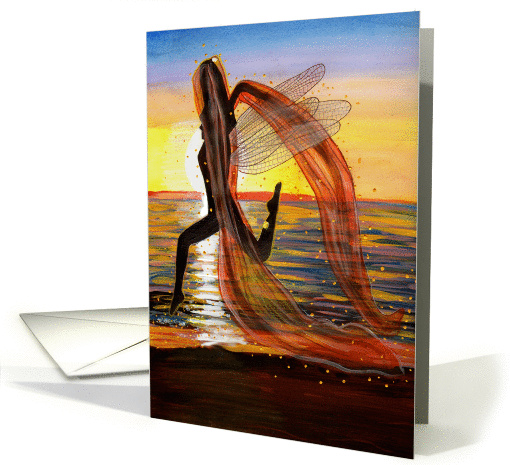 Last Rays of Fire - Fairy & Beach / Sunset Art card (1449972)