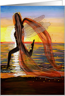 Last Rays of Fire - Fairy & Beach / Sunset Art card