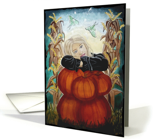Punkin' Pile - Pumpkin Witch Art for Halloween card (1451614)