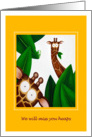 Bon Voyage - giraffes and a caterpillar card