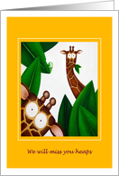 Bon Voyage - giraffes and a caterpillar card