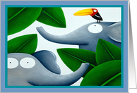 Thank you for being there - elephant and a toucan bird card