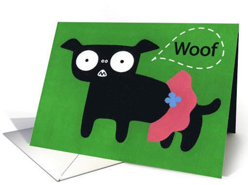 birthday - black dog with pink shirt card (615022)