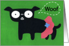 birthday - black dog with pink shirt card