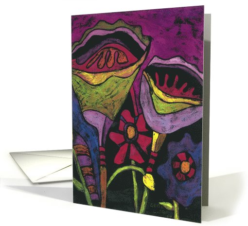 Cool Hues, abstract flowers card (607368)