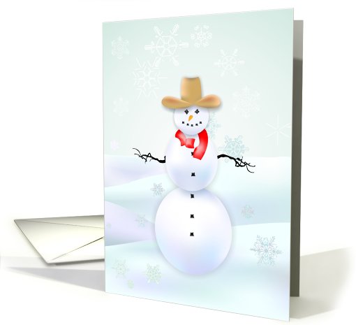 Cowboy Snowman Winter Holiday Card Ice Blue card (705086)
