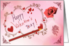 Valentine’s Day for kid greeting card, pencil flower and handmade text card
