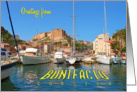 Greeting from Corsica France, Bonifacio harbour card