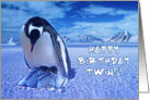 Happy birthday, twins Penguins photo card