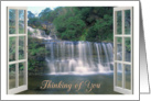 Thinking of you greeting, Open window to waterfall view card