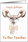 Happy Birthday To Our Teacher, sketch funny kudu card