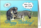 Happy 91st Birthday, Two funny zebras card