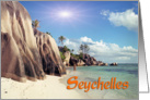 Seychelles, Beach, cliffs and Ocean card