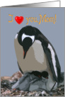 I Love You Mom, Penguin Mom with Two Chicks card