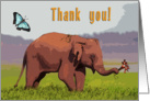 Thank you greeting card,Elephant with butterfly card