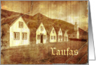 Old vintage card,Iceland Laufas historic village card