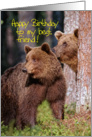 Happy Birthday to my best friend card, Two brown bear in forest card