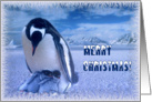 Merry Christmas card, Penguin’s mom with two chicks card