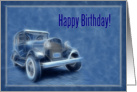 Happy Birthday card, old vintage classic car card