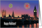 Happy Holidays card, firewoks above London card