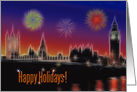 Happy Holidays card, fireworks above London card