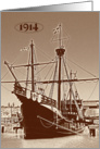 Vintage Look greeting card, old ship card