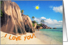 I love you greeting card, Exotic sand beach card