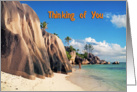 Thinking of you greeting card, Exotic sand beach card
