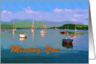 Missing you card, marine scene with sun and blue sky card