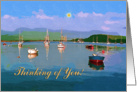 Thinking of you card, marine scene with sun and blue sky card