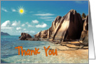 Thank you greeting card, Seychelles exotic beach card