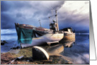 Fishing boats seashore Card