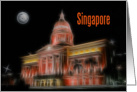 Singapore greeting card, Night lights with the moon card