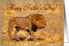 Happy Father’s Day greeting card, Male lion in hot savannah card