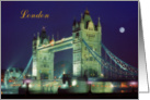 London greeting card, Tower bridge with lights in the night card