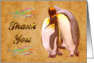 Thank you greeting card, two kissing penguins card