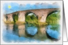 Old stone bridge with reflection Card