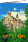 Our first house greeting card, castle in forest card