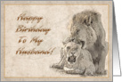 Happy Birthday to my husband greeting card, lions card