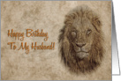 Happy Birthday to my husband greeting card, lion card