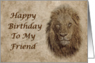 Happy Birthday to my friend greeting card,lion card