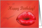 happy birthday day greeting card,sexy lips card