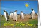 Welcome to our group greeting card, meeting penguins card
