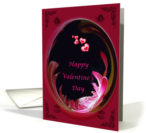 Valentine's Day greeting card, abstract flower with hearts card