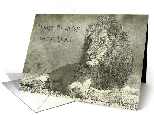 Happy birthday to my lio, drawing lion portrait card (1167726)