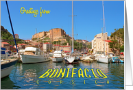 Greeting from Corsica France, Bonifacio harbour card