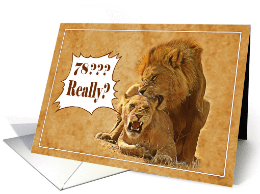 Happy 78th Birthday, Two lions in love card (1358046)