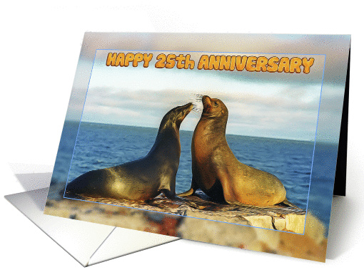 Happy 25th Anniversary, Two funny fur seals card (1364316)